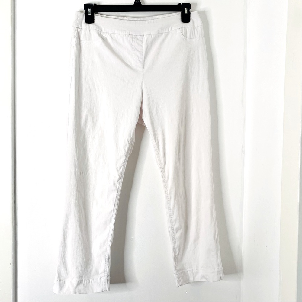 Soft Surroundings White Smooth Pull-On Crop Trouser